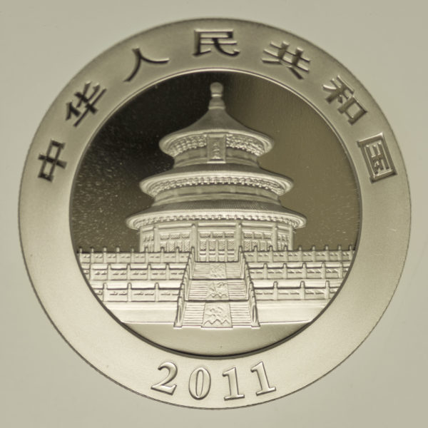 china-silbermuenzen-uebrige-welt - China Panda 1 Unze 2011 gilded