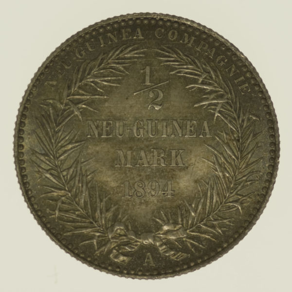 deutsche-kolonien-deutsche-silbermuenzen - Deutsch Neu Guinea Wilhelm II. 1/2 Mark 1894