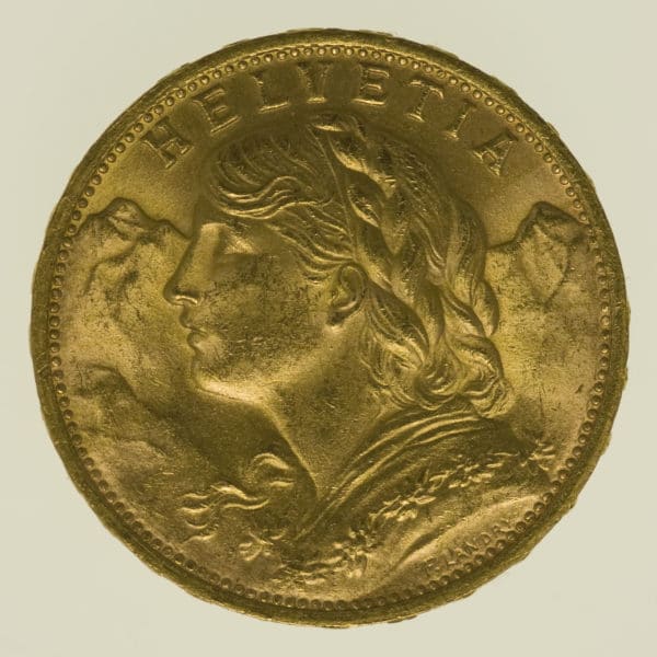 schweiz - Schweiz 20 Franken 1949 B Vreneli Stempeldrehung