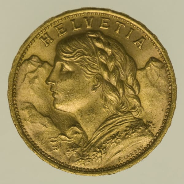 schweiz - Schweiz 20 Franken 1949 B Vreneli Stempeldrehung