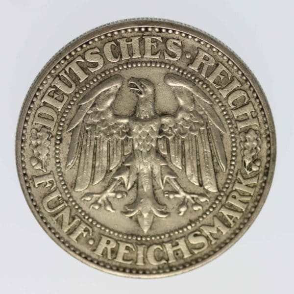 weimarer-republik-deutsche-silbermuenzen - Weimarer Republik 5 Reichsmark 1929 J Eichbaum