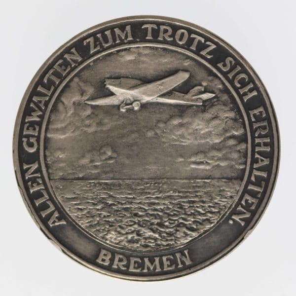weimarer-republik-deutsche-silbermuenzen - Weimarer Republik Silbermedaille 1928 Transatlantikflug