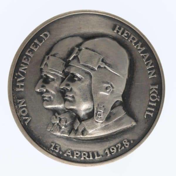 weimarer-republik-deutsche-silbermuenzen - Weimarer Republik Silbermedaille 1928 Transatlantikflug