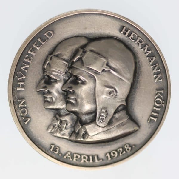 weimarer-republik-deutsche-silbermuenzen - Weimarer Republik Silbermedaille 1928 Transatlantikflug