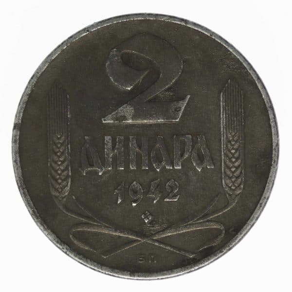 serbien-silbermuenzen-uebriges-europa - Serbien 2 Dinara 1942