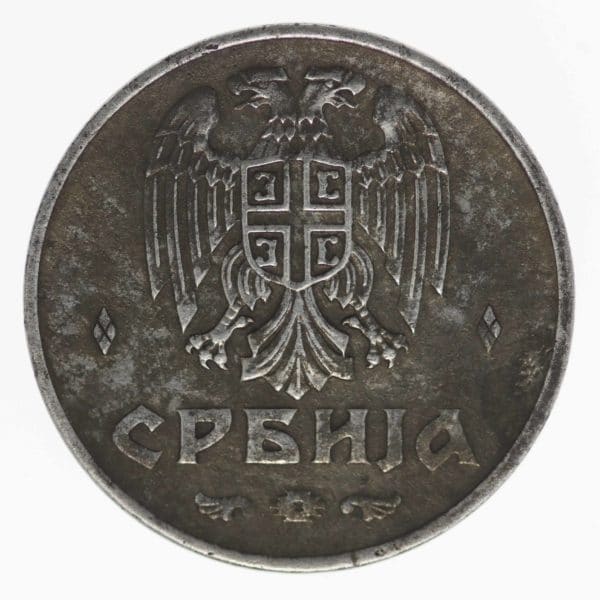 serbien-silbermuenzen-uebriges-europa - Serbien 2 Dinara 1942