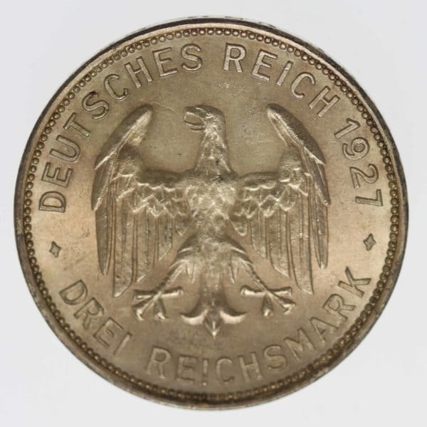 weimarer-republik-deutsche-silbermuenzen - Weimarer Republik 3 Reichsmark 1927 Uni Tübingen