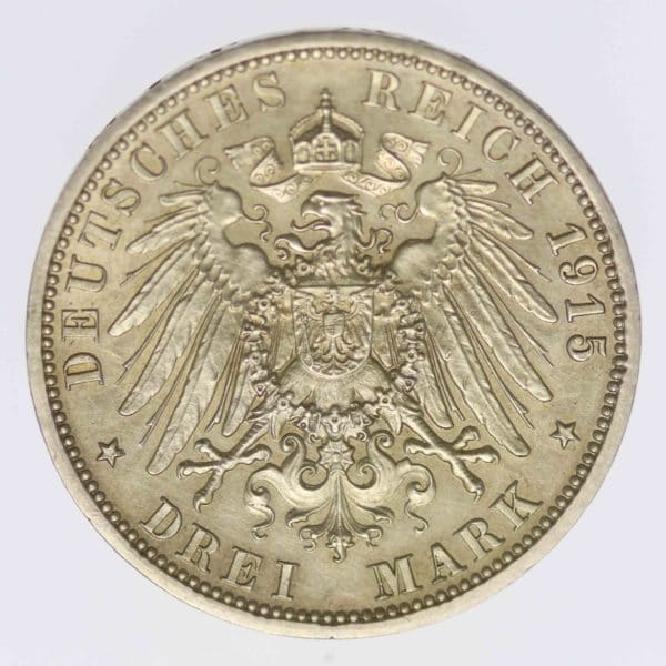 deutsches-kaiserreich-ab-1871-deutsche-silbermuenzen - Braunschweig Lüneburg Ernst August 3 Mark 1915