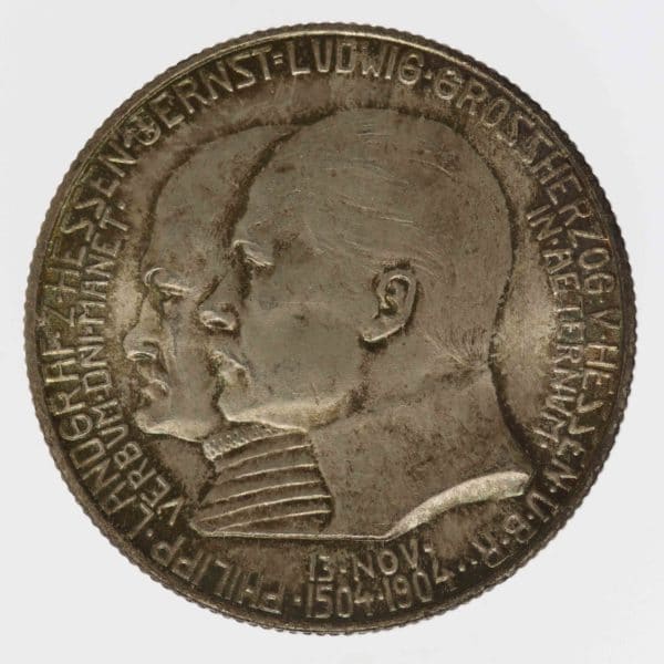 deutsches-kaiserreich-ab-1871-deutsche-silbermuenzen - Hessen Ernst Ludwig 2 Mark 1904