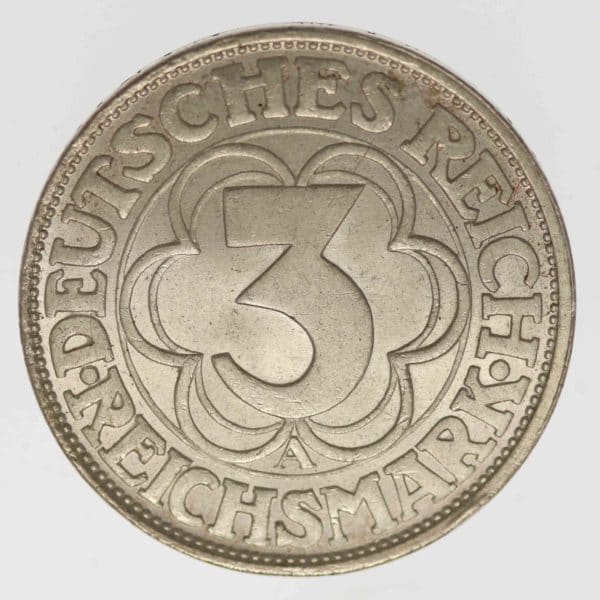 weimarer-republik-deutsche-silbermuenzen - Weimarer Republik 3 Reichsmark 1927 Nordhausen