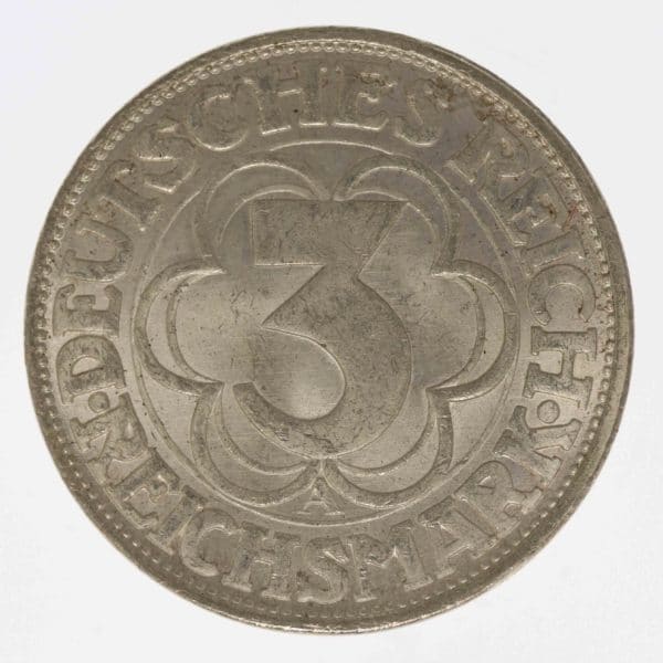 weimarer-republik-deutsche-silbermuenzen - Weimarer Republik 3 Reichsmark 1927 Nordhausen
