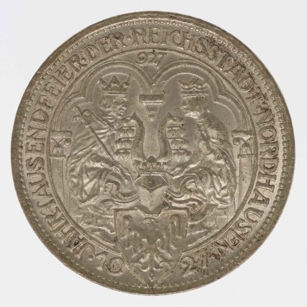 weimarer-republik-deutsche-silbermuenzen - Weimarer Republik 3 Reichsmark 1927 Nordhausen