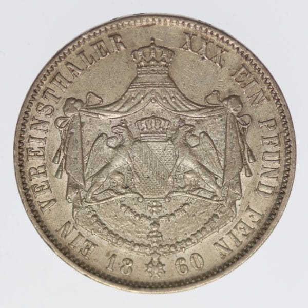 altdeutschland-deutsche-silbermuenzen - Baden Friedrich I. Vereinstaler 1860