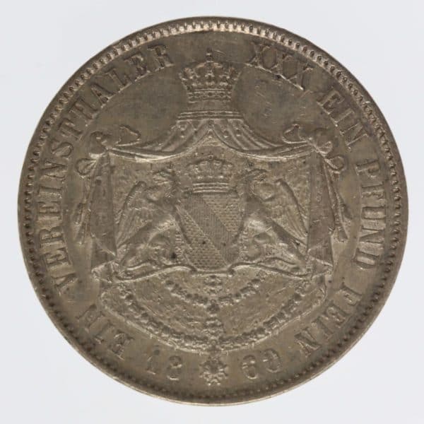 altdeutschland-deutsche-silbermuenzen - Baden Friedrich I. Vereinstaler 1860