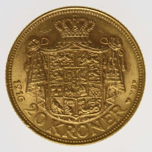 daenemark - Dänemark Christian X. 20 Kronen 1916