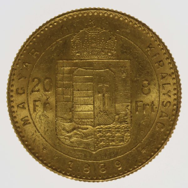 ungarn, oesterreich - Österreich Kaiserreich Franz Joseph I. 8 Forint 1889 K.B.