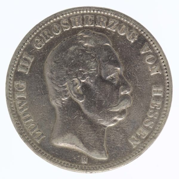 deutsches-kaiserreich-ab-1871-deutsche-silbermuenzen - Hessen Ludwig III. 5 Mark 1876