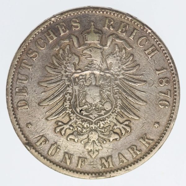 deutsches-kaiserreich-ab-1871-deutsche-silbermuenzen - Hessen Ludwig III. 5 Mark 1876