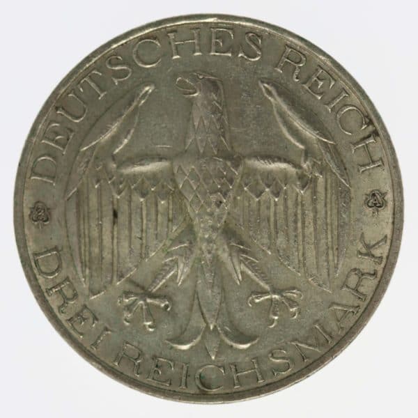 weimarer-republik-deutsche-silbermuenzen - Weimarer Republik 3 Reichsmark 1929 Waldeck