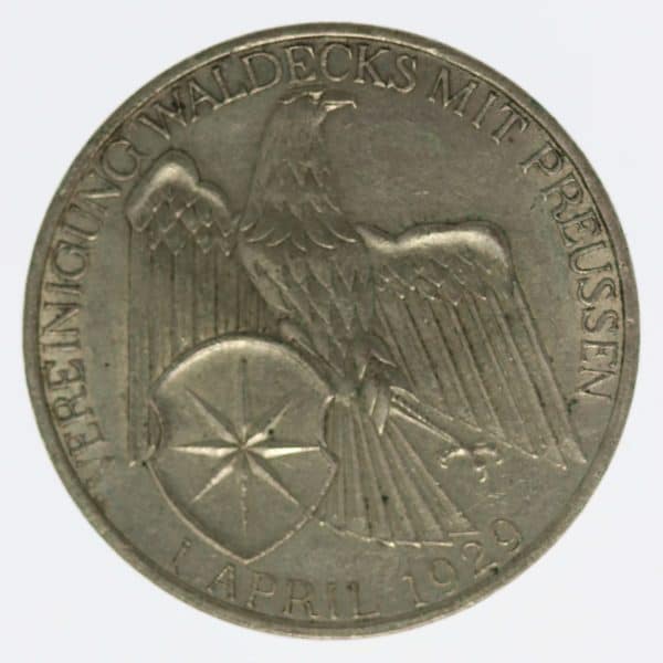 weimarer-republik-deutsche-silbermuenzen - Weimarer Republik 3 Reichsmark 1929 Waldeck