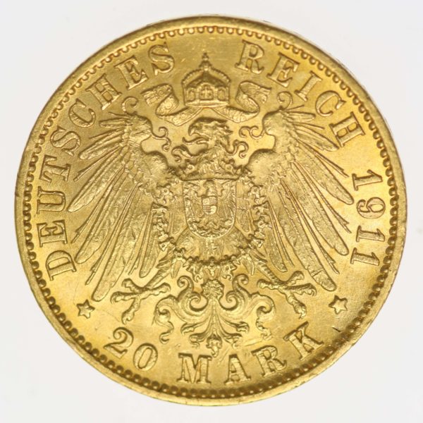 deutsches-kaiserreich-ab-1871 - Baden Friedrich II. 20 Mark 1911