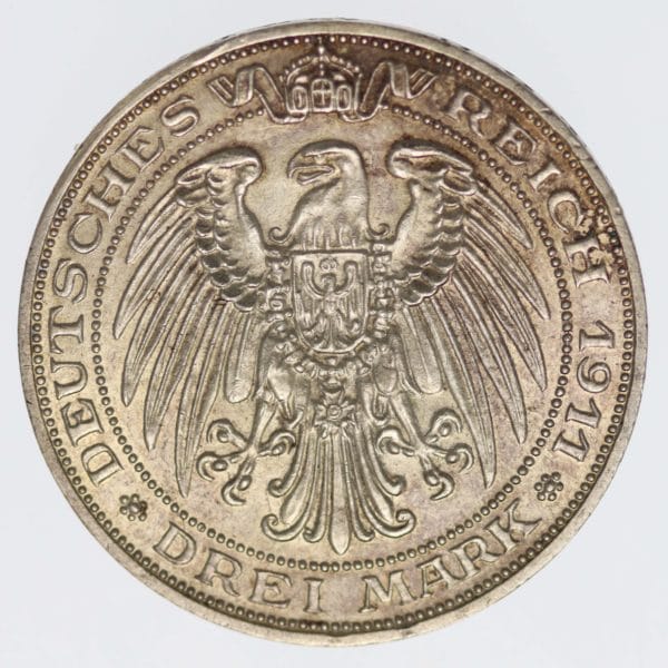 deutsches-kaiserreich-ab-1871-deutsche-silbermuenzen - Preussen Wilhelm II. 3 Mark 1911