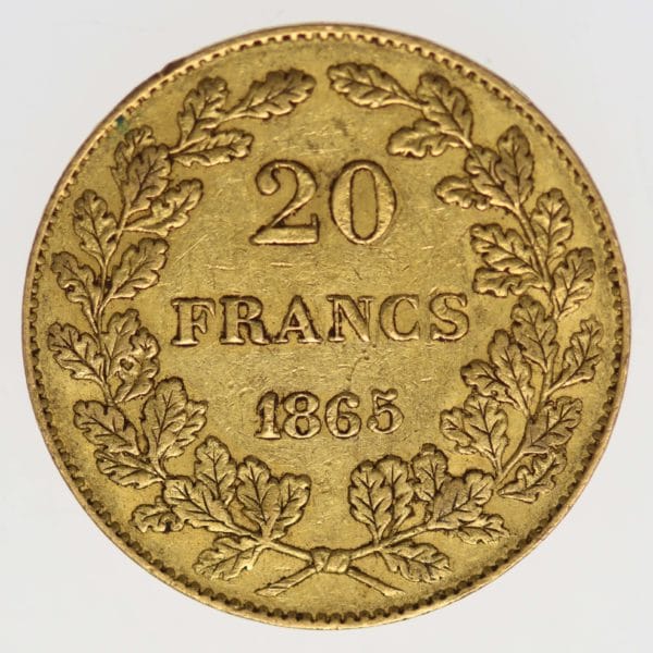 belgien - Belgien Leopold I. 20 Francs 1865