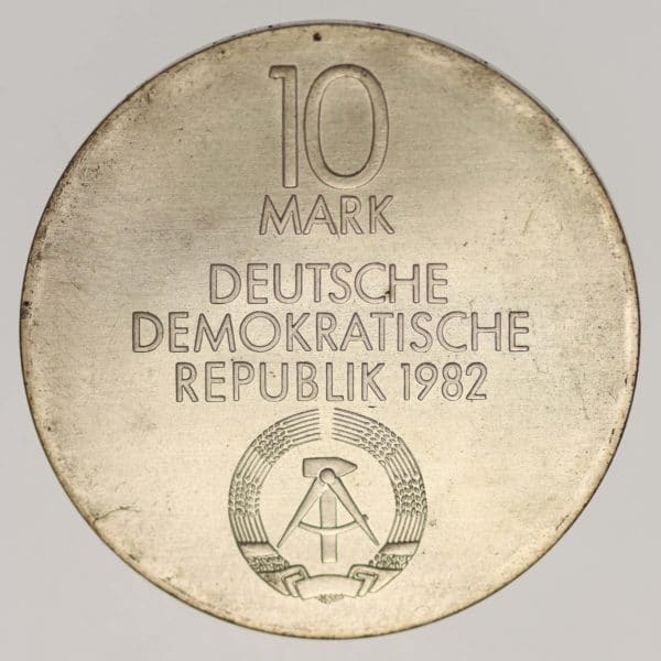 ddr-deutsche-silbermuenzen - DDR 10 Mark 1982 Gewandhaus Leipzig