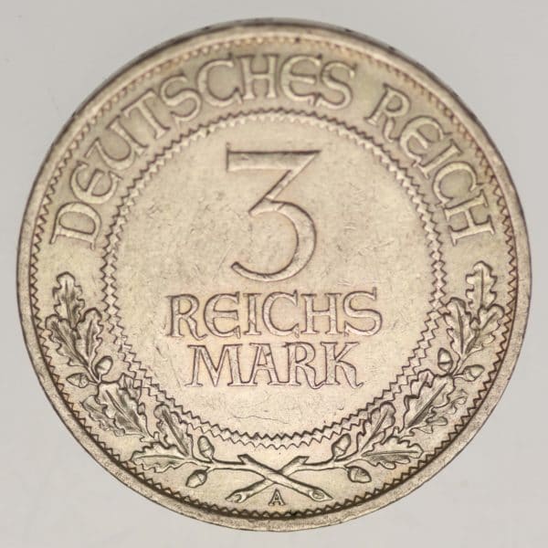 weimarer-republik-deutsche-silbermuenzen - Weimarer Republik 3 Reichsmark 1926 Lübeck