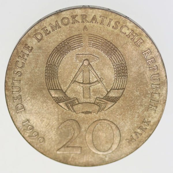 ddr-deutsche-silbermuenzen - DDR 20 Mark 1990 Schlüter