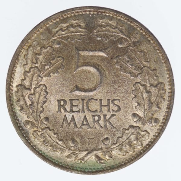 weimarer-republik-deutsche-silbermuenzen - Weimarer Republik 5 Reichsmark 1925 F Rheinlande