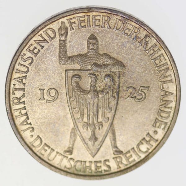 weimarer-republik-deutsche-silbermuenzen - Weimarer Republik 5 Reichsmark 1925 F Rheinlande