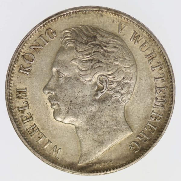 altdeutschland-deutsche-silbermuenzen - Württemberg Wilhelm I. Gulden 1854