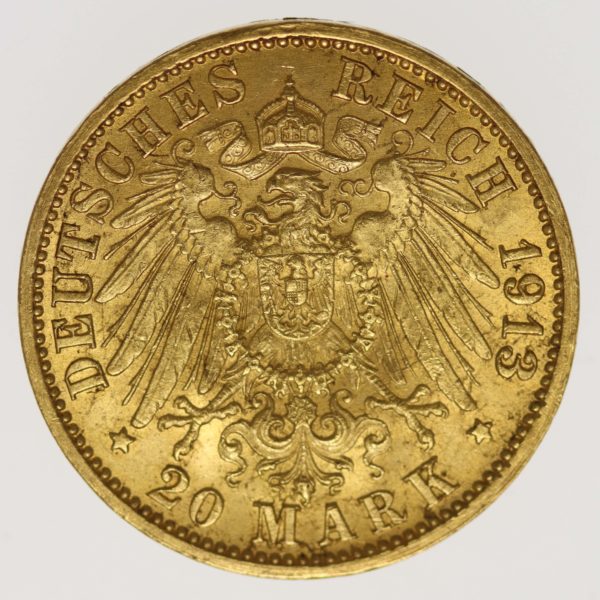 deutsches-kaiserreich-ab-1871 - Baden Friedrich II. 20 Mark 1913