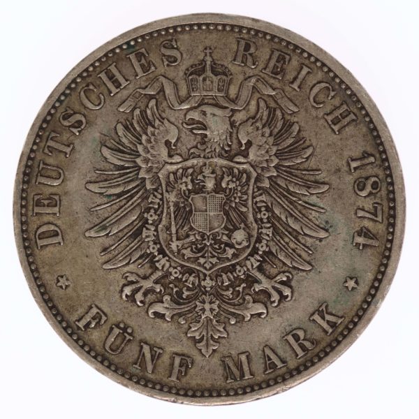 deutsches-kaiserreich-ab-1871-deutsche-silbermuenzen - Bayern Ludwig II. 5 Mark 1874