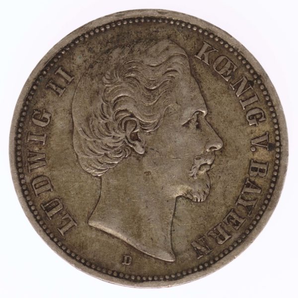 deutsches-kaiserreich-ab-1871-deutsche-silbermuenzen - Bayern Ludwig II. 5 Mark 1874