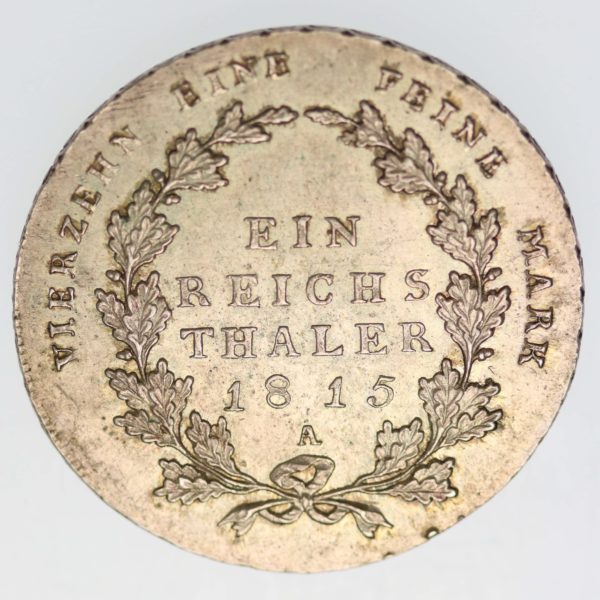 altdeutschland-deutsche-silbermuenzen - Preussen Friedrich Wilhelm III. Taler 1815 A