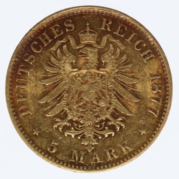 deutsches-kaiserreich-ab-1871 - Hamburg Stadtwappen 5 Mark 1877