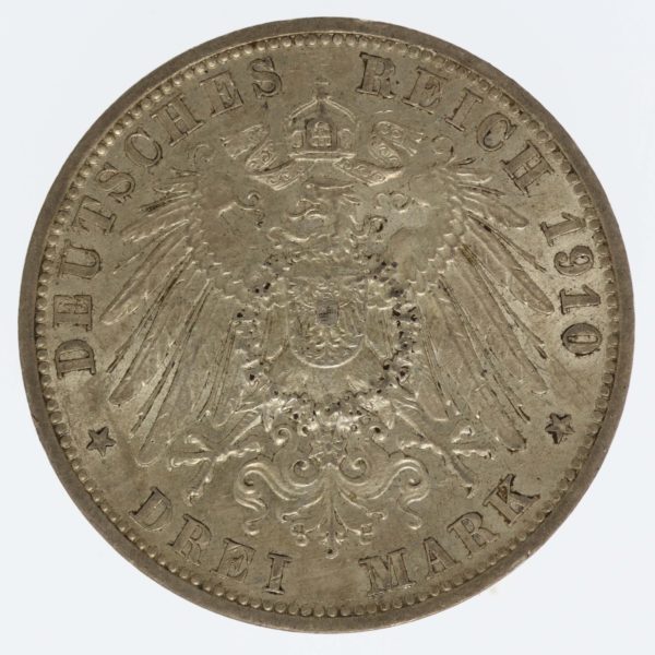 deutsches-kaiserreich-ab-1871-deutsche-silbermuenzen - Hessen Ernst Ludwig 3 Mark 1910