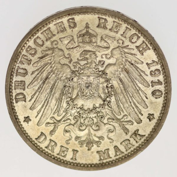 deutsches-kaiserreich-ab-1871-deutsche-silbermuenzen - Hessen Ernst Ludwig 3 Mark 1910