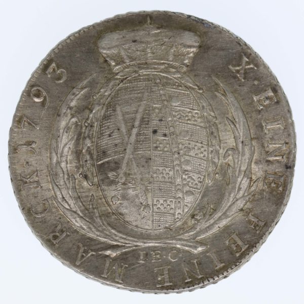 altdeutschland-deutsche-silbermuenzen - Sachsen Friedrich August III. Taler 1793 I.E.C.
