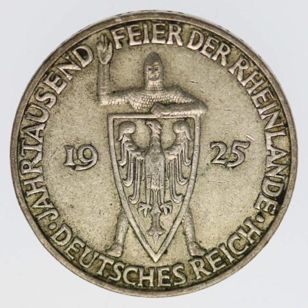 weimarer-republik-deutsche-silbermuenzen - Weimarer Republik 3 Reichsmark 1925 Rheinlande