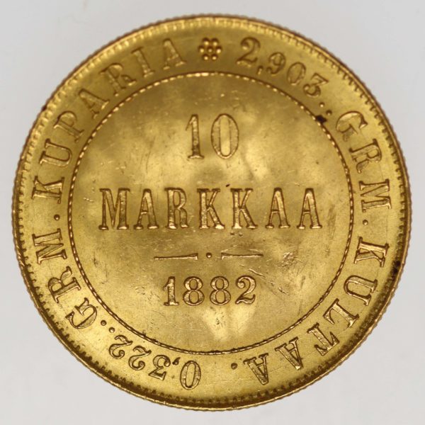 finnland - Finnland Alexander III. 10 Markkaa 1882