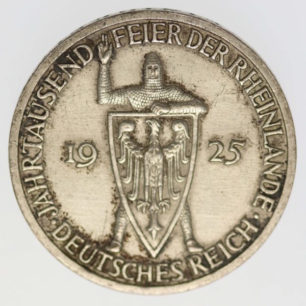 weimarer-republik-deutsche-silbermuenzen - Weimarer Republik 3 Reichsmark 1925 Rheinlande