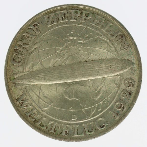 weimarer-republik-deutsche-silbermuenzen - Weimarer Republik 3 Reichsmark 1930 D Zeppelin