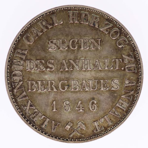 altdeutschland-deutsche-silbermuenzen - Anhalt Bernburg Alexander Carl Ausbeutetaler 1846