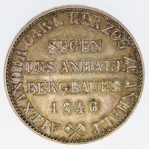 altdeutschland-deutsche-silbermuenzen - Anhalt Bernburg Alexander Carl Ausbeutetaler 1846