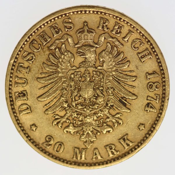 deutsches-kaiserreich-ab-1871 - Bayern Ludwig II. 20 Mark 1874
