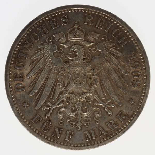 deutsches-kaiserreich-ab-1871-deutsche-silbermuenzen - Sachsen Weimar Eisenach Wilhelm Ernst 5 Mark 1908