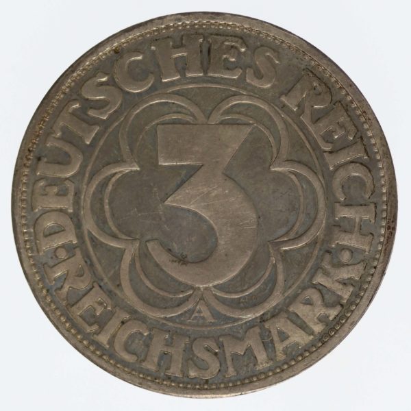 weimarer-republik-deutsche-silbermuenzen - Weimarer Republik 3 Reichsmark 1927 Nordhausen